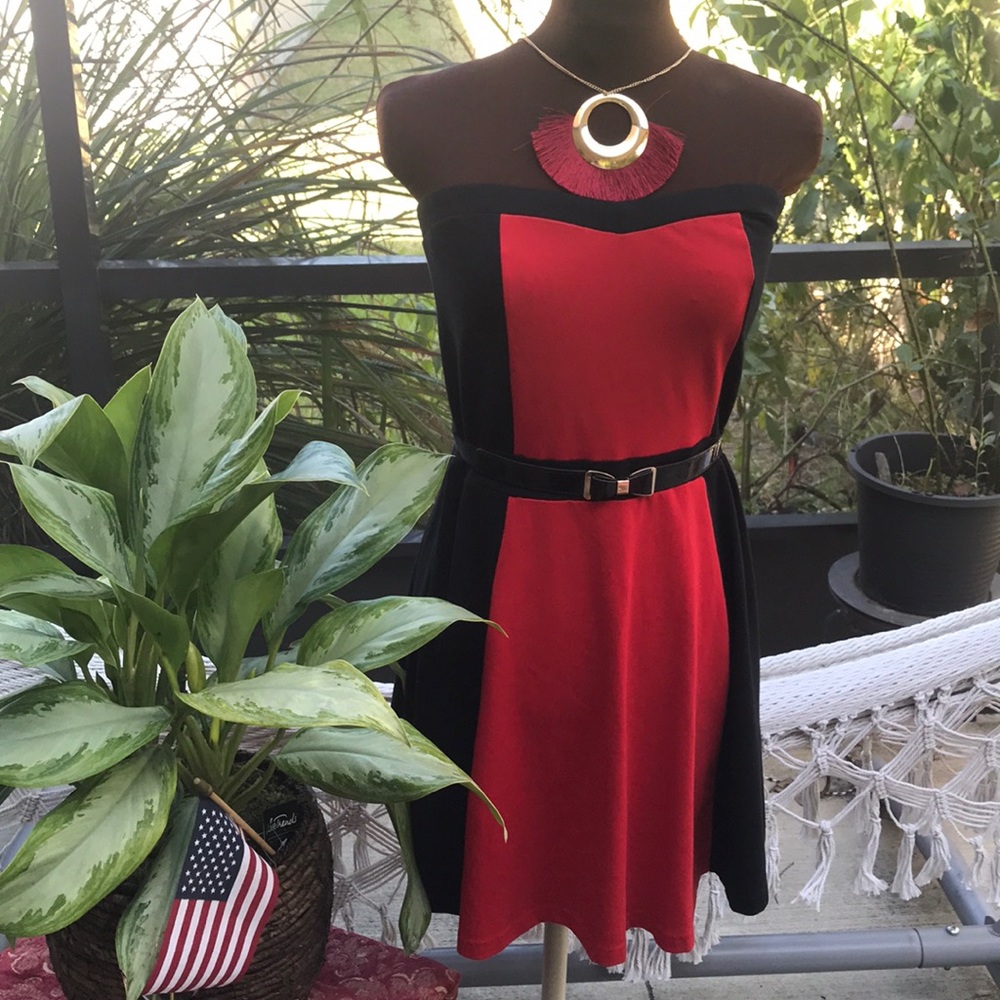 Free With Bundle Express Red & Black Mini Dress – NWT Sexy Date Night Look Sz M